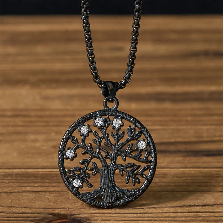 Buddha Stones Colgante de la Creación de Acero de Titanio con el Árbol de la Vida. - El árbol de la vida negro - image 14