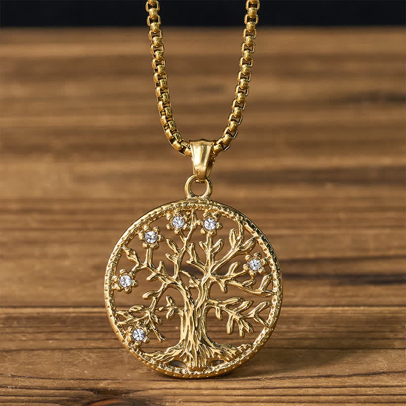 Buddha Stones Colgante de la Creación de Acero de Titanio con el Árbol de la Vida. - Dorado El Árbol de la Vida - image 8
