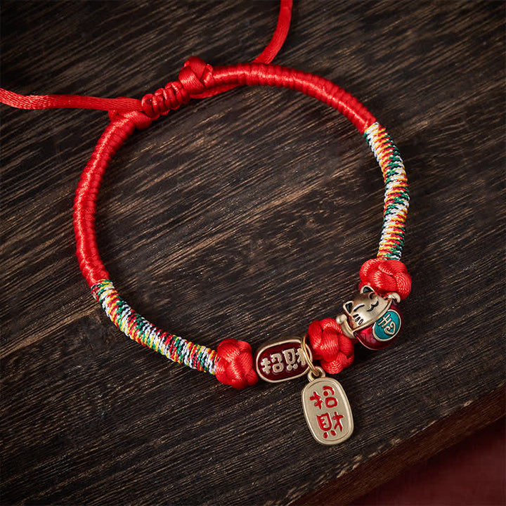 Buddha Stones Collar ajustable para mascotas para gatos, trenzado con hilo rojo, símbolo de buena fortuna y protección del carácter Fu. - image 3