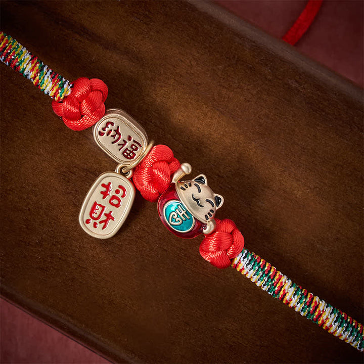 Buddha Stones Collar ajustable para mascotas para gatos, trenzado con hilo rojo, símbolo de buena fortuna y protección del carácter Fu. - image 4