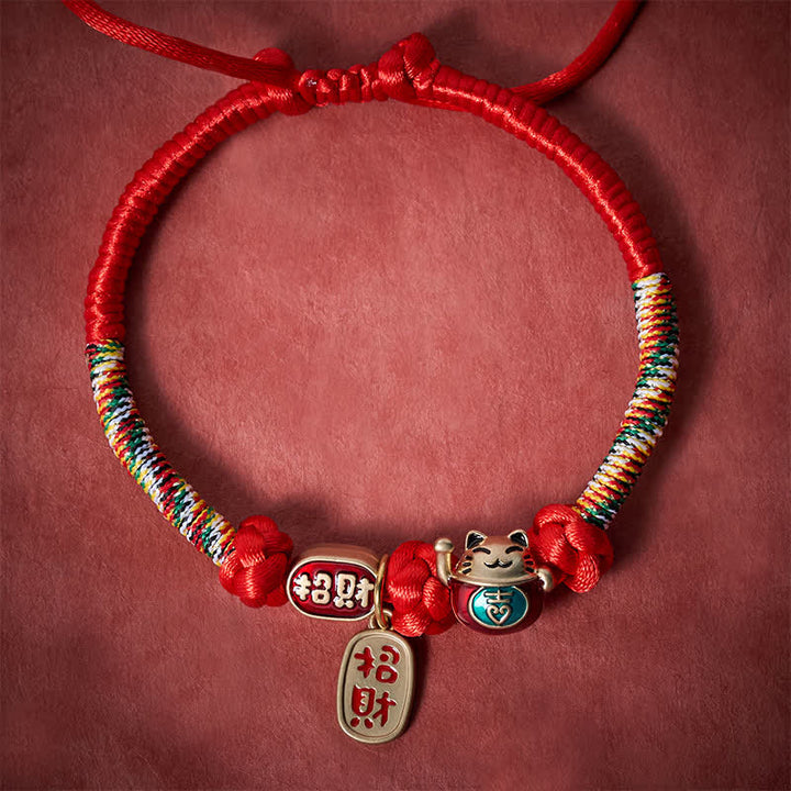 Buddha Stones Collar ajustable para mascotas para gatos, trenzado con hilo rojo, símbolo de buena fortuna y protección del carácter Fu. - image 2