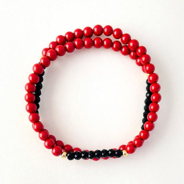 Buddha Stones Pulsera de bendición de turmalina negra cinabrio de doble vuelta de 4 mm - image 4