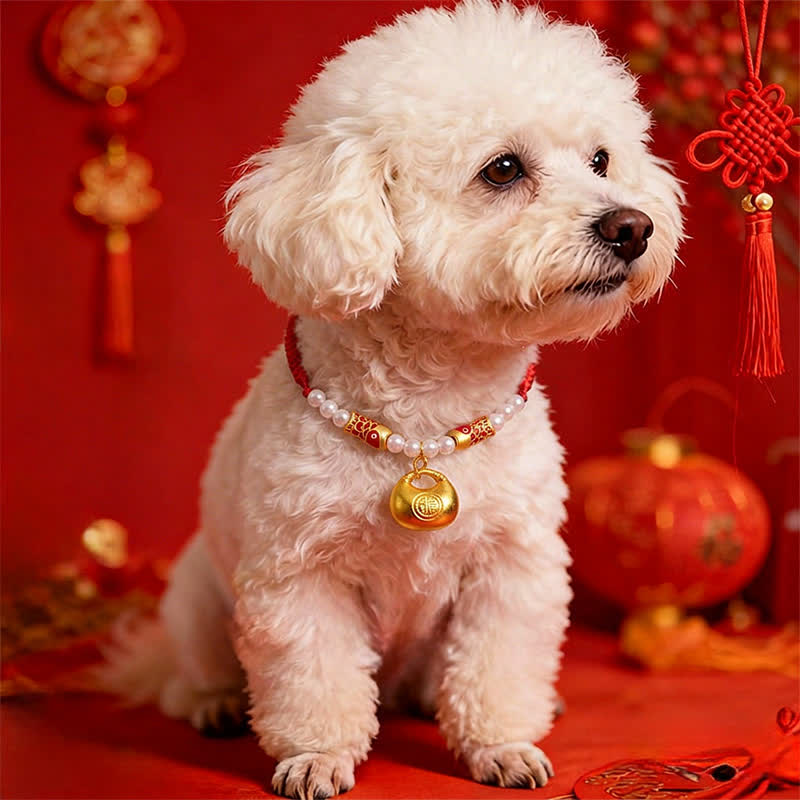 Buddha Stones Collar ajustable para gatos y perros con diseño de pez koi trenzado de cuerda roja y personaje Fu Fortune. - image 9