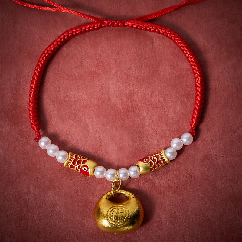 Buddha Stones Collar ajustable para gatos y perros con diseño de pez koi trenzado de cuerda roja y personaje Fu Fortune. - image 1