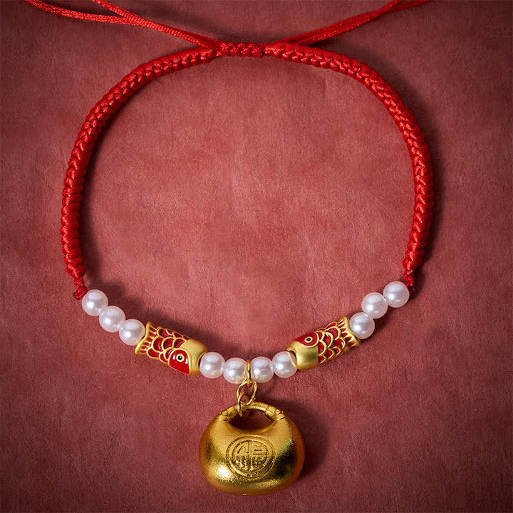 Buddha Stones Collar ajustable para gatos y perros con diseño de pez koi trenzado de cuerda roja y personaje Fu Fortune. - image 1