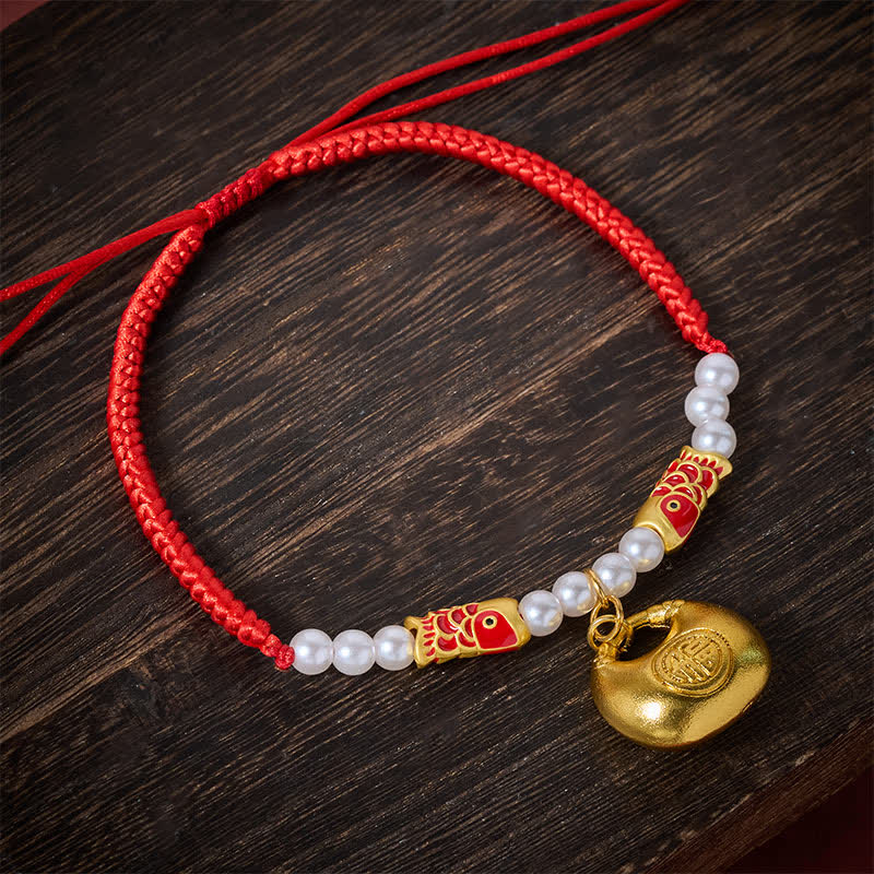Buddha Stones Collar ajustable para gatos y perros con diseño de pez koi trenzado de cuerda roja y personaje Fu Fortune. - image 2