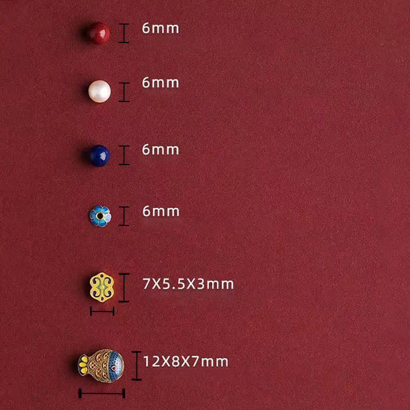 Buddha Stones Pulsera de cuentas con dije de nube Ruyi, pez koi y lapislázuli cinabrio - image 11