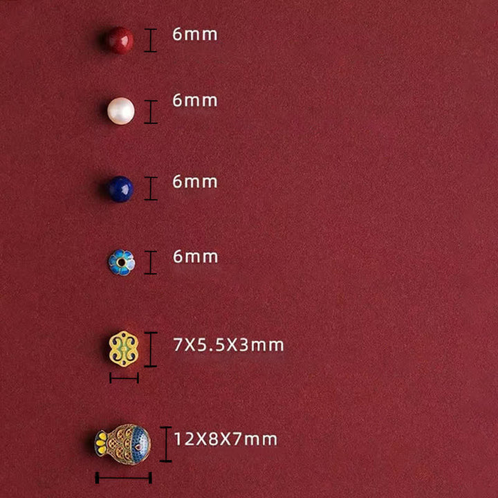 Buddha Stones Pulsera de cuentas con dije de nube Ruyi, pez koi y lapislázuli cinabrio - image 11