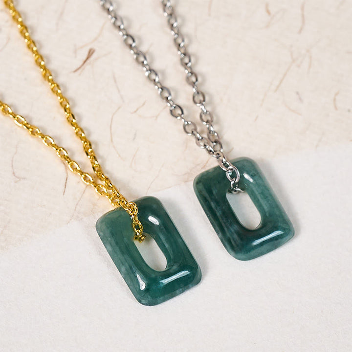 Buddha Stones Colgante de collar Mini Square Jade Verde Abundancia - image 11