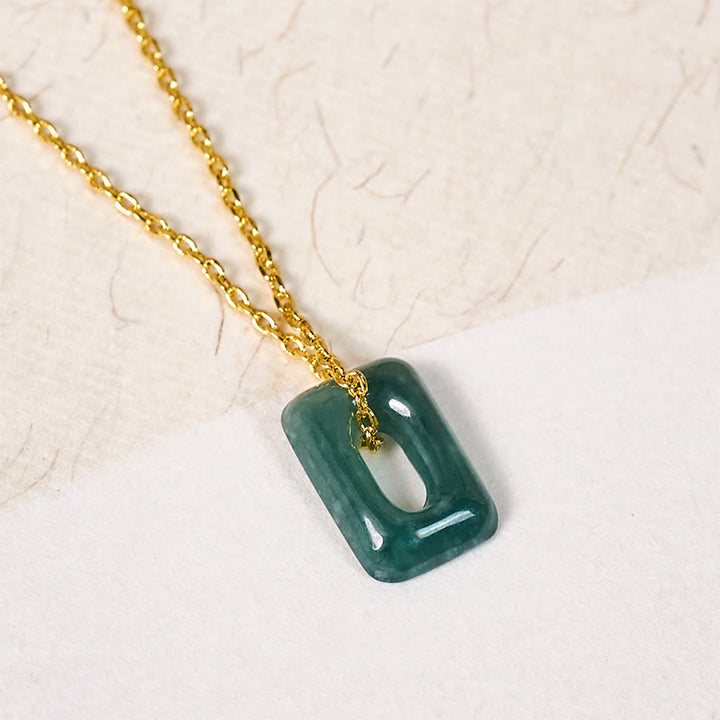 Buddha Stones Colgante de collar Mini Square Jade Verde Abundancia - image 3