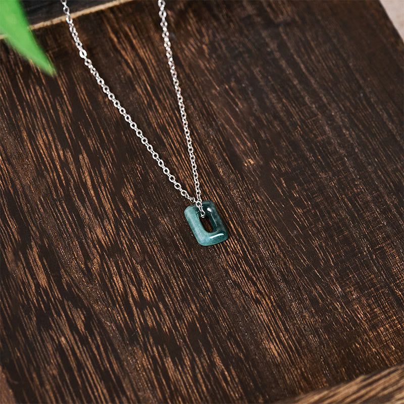 Buddha Stones Colgante de collar Mini Square Jade Verde Abundancia - image 10