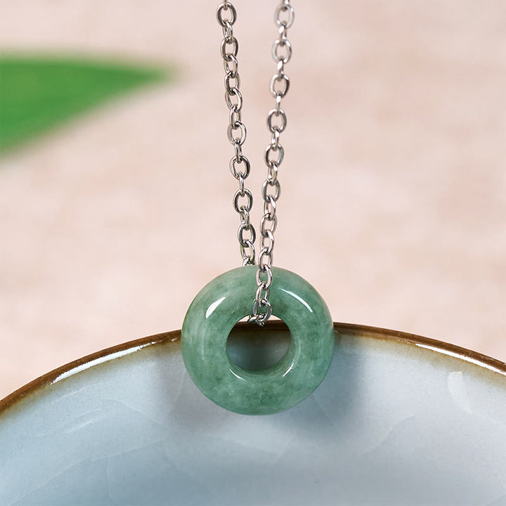 Buddha Stones Collar con colgante de ábaco y hebilla de jade verde con hebilla de la paz y amuleto de la suerte. - image 9