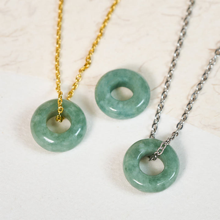 Buddha Stones Collar con colgante de ábaco y hebilla de jade verde con hebilla de la paz y amuleto de la suerte. - image 0