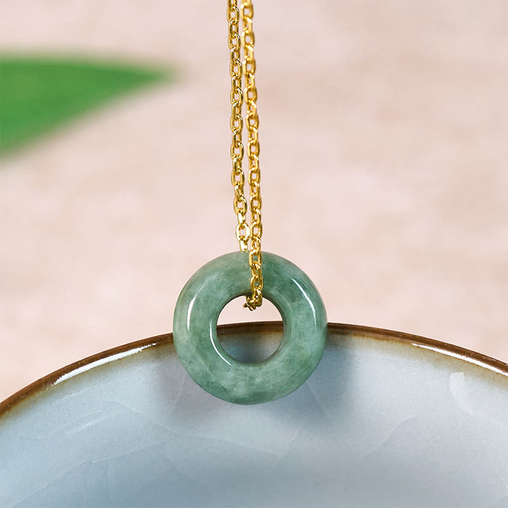Buddha Stones Collar con colgante de ábaco y hebilla de jade verde con hebilla de la paz y amuleto de la suerte. - image 2