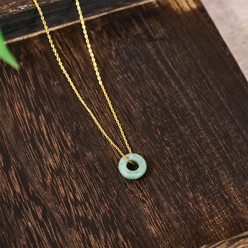 Buddha Stones Collar con colgante de ábaco y hebilla de jade verde con hebilla de la paz y amuleto de la suerte. - image 4