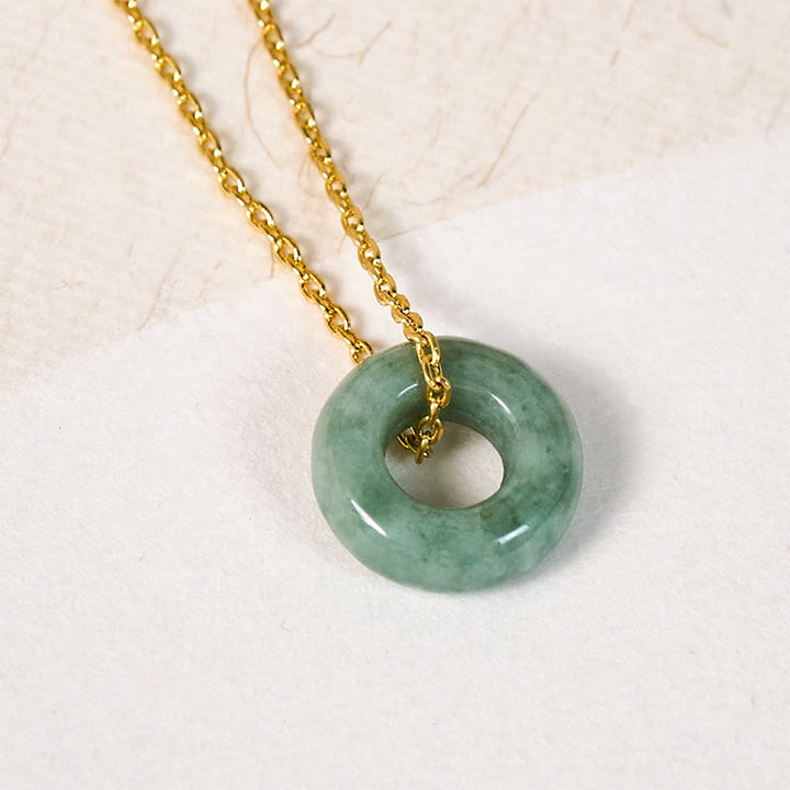 Buddha Stones Collar con colgante de ábaco y hebilla de jade verde con hebilla de la paz y amuleto de la suerte. - image 3