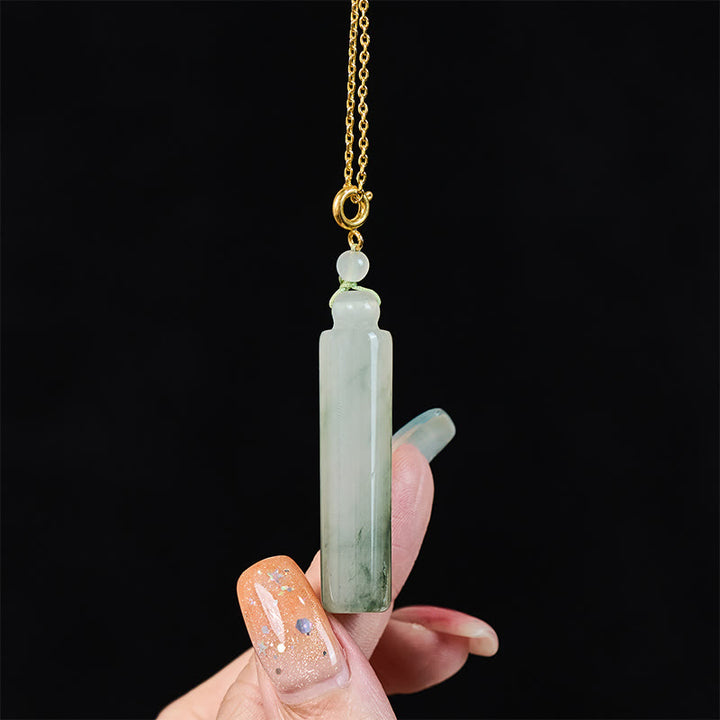 Buddha Stones Colgante de collar de jade con diseño cilíndrico para la suerte - image 6