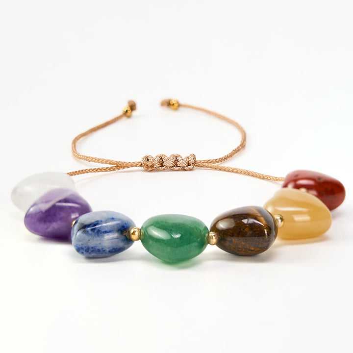 Buddha Stones Pulsera trenzada con corazón de ágata roja, amatista, aventurina verde y cristales coloridos que transmiten confianza. - image 2