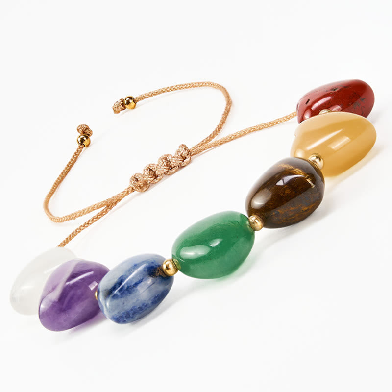 Buddha Stones Pulsera trenzada con corazón de ágata roja, amatista, aventurina verde y cristales coloridos que transmiten confianza. - image 3