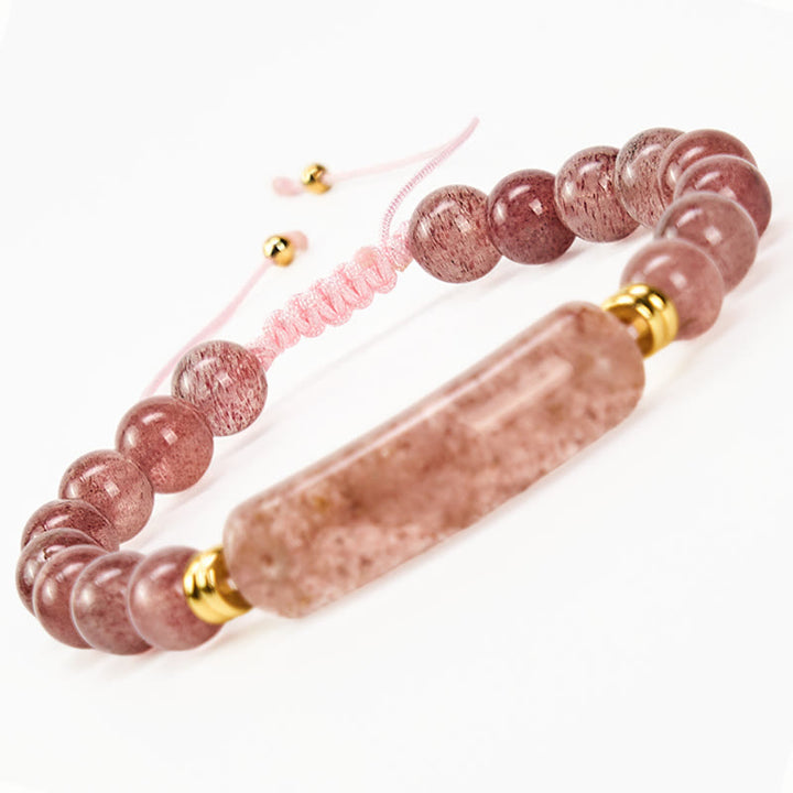 Buddha Stones Pulsera de transformación positiva con aventurina verde amatista, ojo de tigre y cuarzo fresa - Cuarzo fresa (circunferencia de la muñeca: 14-18 cm) - image 16