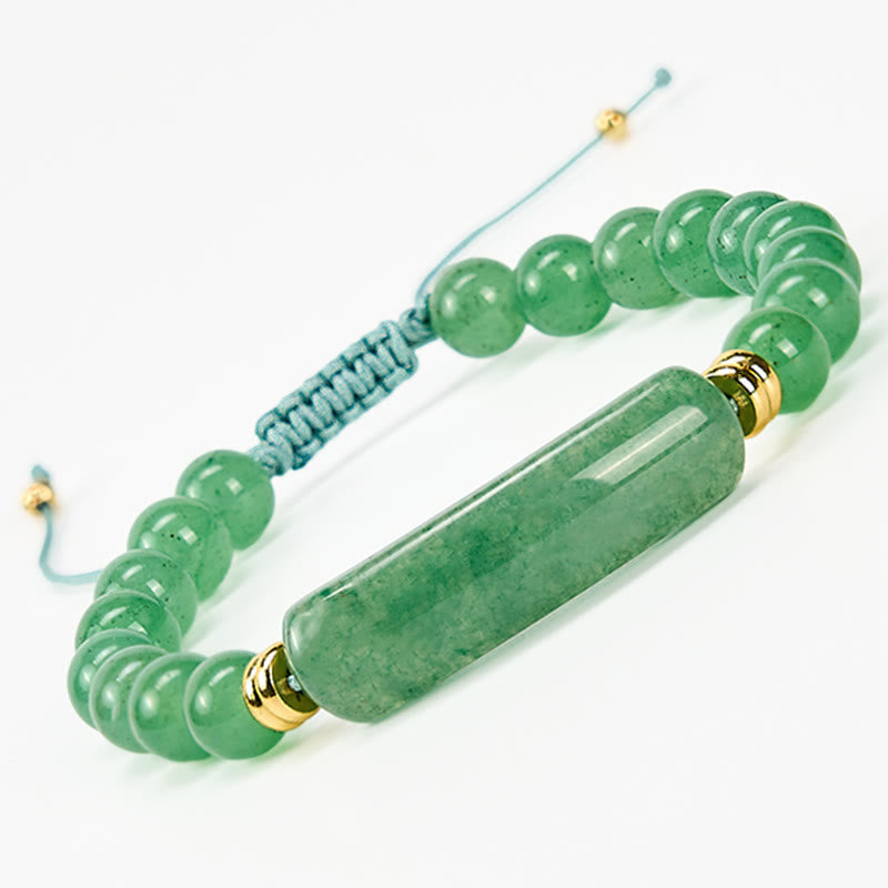 Buddha Stones Pulsera de transformación positiva con aventurina verde amatista, ojo de tigre y cuarzo fresa - Aventurina verde (circunferencia de la muñeca: 14-18 cm) - image 0