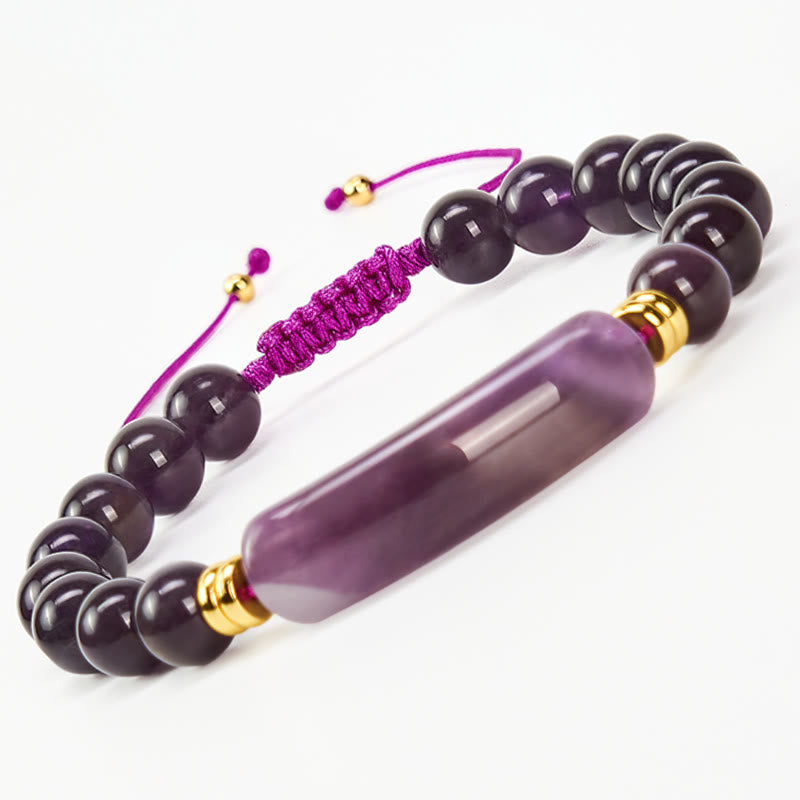 Buddha Stones Pulsera de transformación positiva con aventurina verde amatista, ojo de tigre y cuarzo fresa - Amatista (circunferencia de la muñeca: 14-18 cm) - image 9