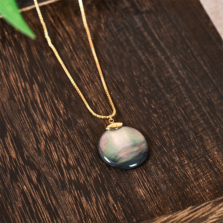 Buddha Stones Colgante de collar redondo de piedra Tridacna Calm - image 10