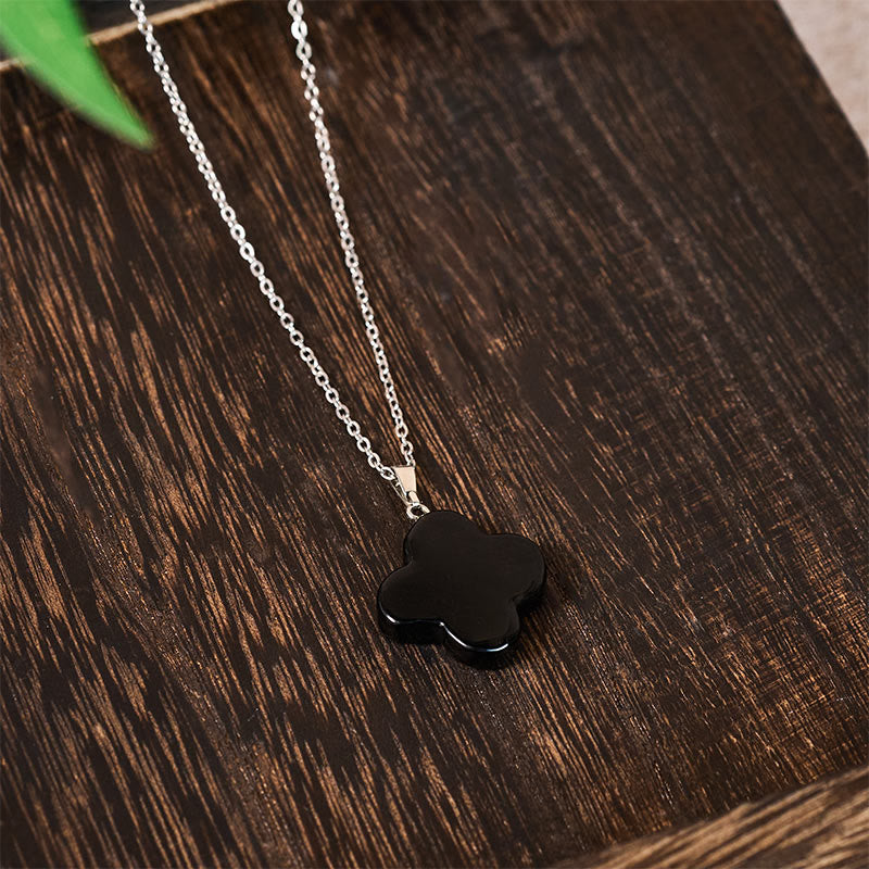 Buddha Stones Varios colgantes de collar con forma de flor de ciruelo, aventurina verde cristal, obsidiana negra y ojo de tigre. - image 11