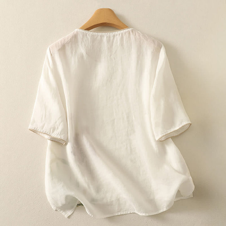 Buddha Stones Camisetas de manga corta para mujer con estampado floral de verano - image 16
