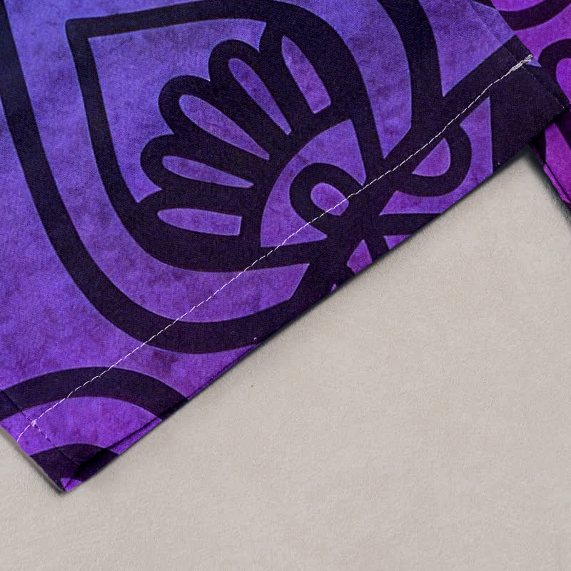 Buddha Stones Pantalones de mujer de algodón puro con estampado de mandala degradado y cintura elástica con bolsillos. - image 1