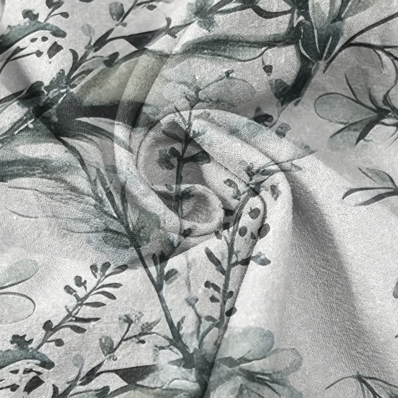 Buddha Stones Camisa de manga corta con medio botón y estampado de ramitas de lavanda para hombre, de algodón puro. - image 2