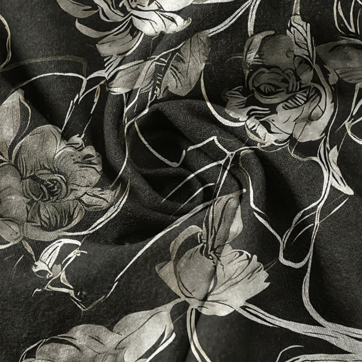 Buddha Stones Camisa de manga corta con medio botón y estampado floral botánico de algodón para hombre - image 4