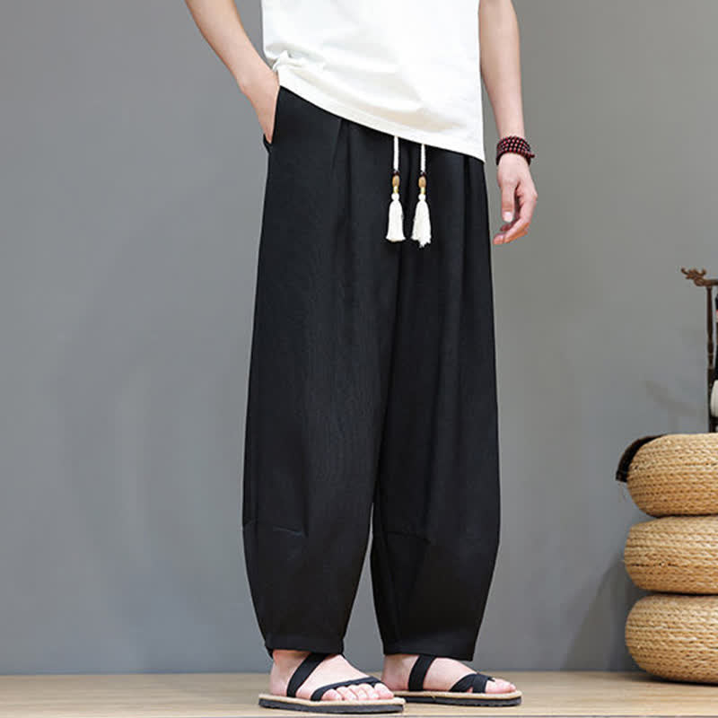Buddha Stones Pantalones harem de verano para hombre con cintura elástica, cordón ajustable y bolsillos. - image 20