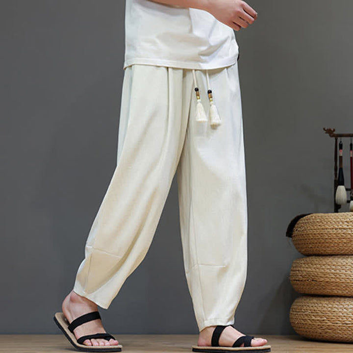 Buddha Stones Pantalones harem de verano para hombre con cintura elástica, cordón ajustable y bolsillos. - image 17