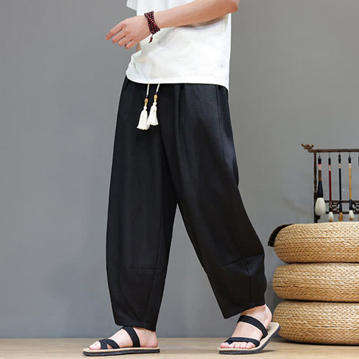 Buddha Stones Pantalones harem de verano para hombre con cintura elástica, cordón ajustable y bolsillos. - image 21
