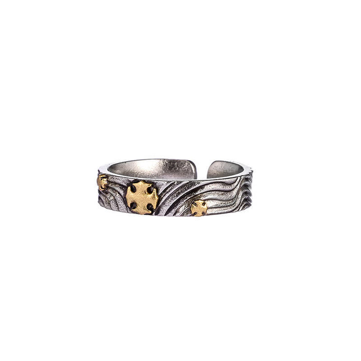 Buddha Stones Anillo de sabiduría ajustable de cobre con el símbolo del Garuda del Monte Everest - Patrón Vajra cruzado - image 9