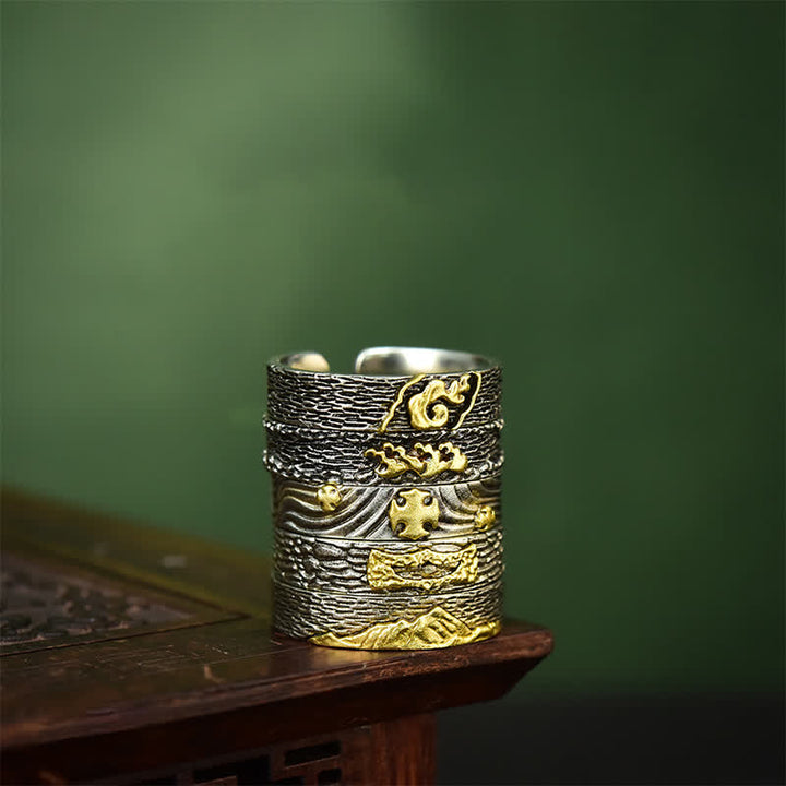 Buddha Stones Anillo de sabiduría ajustable de cobre con el símbolo del Garuda del Monte Everest - image 15