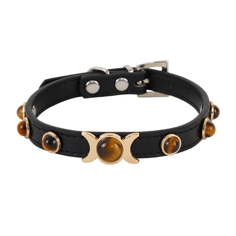Buddha Stones Collar ajustable para mascotas Tiger Eye Leather Courage para gatos y perros - image 7