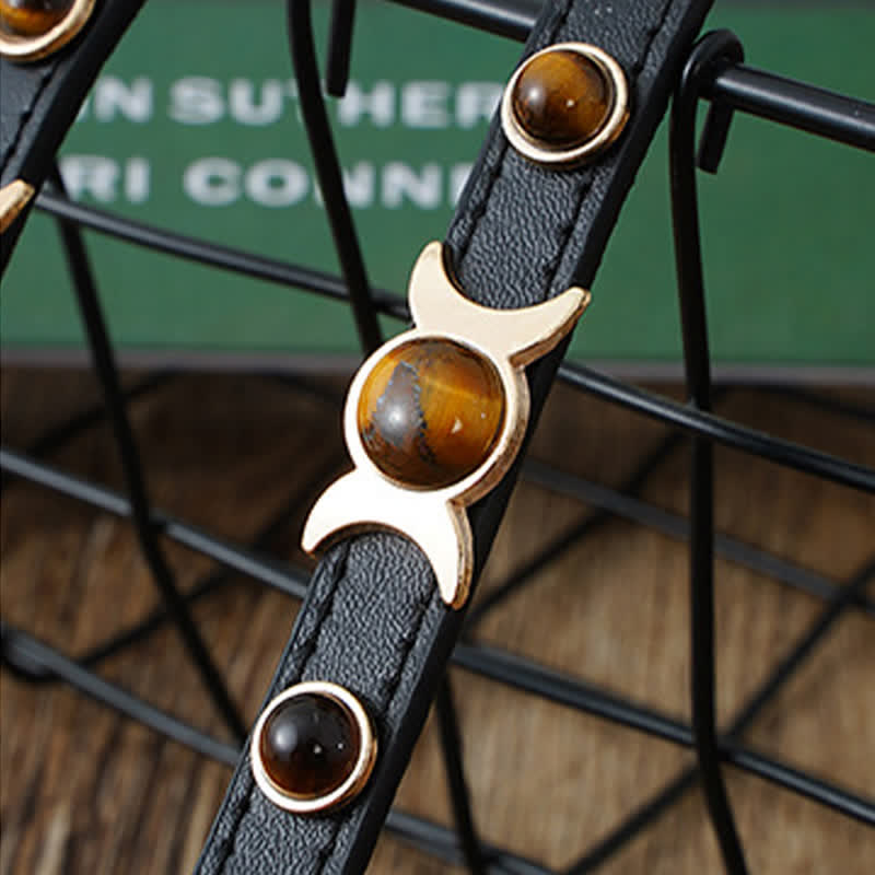 Buddha Stones Collar ajustable para mascotas Tiger Eye Leather Courage para gatos y perros - image 9