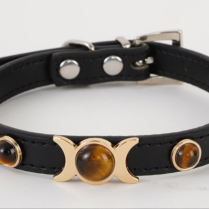 Buddha Stones Collar ajustable para mascotas Tiger Eye Leather Courage para gatos y perros - image 8