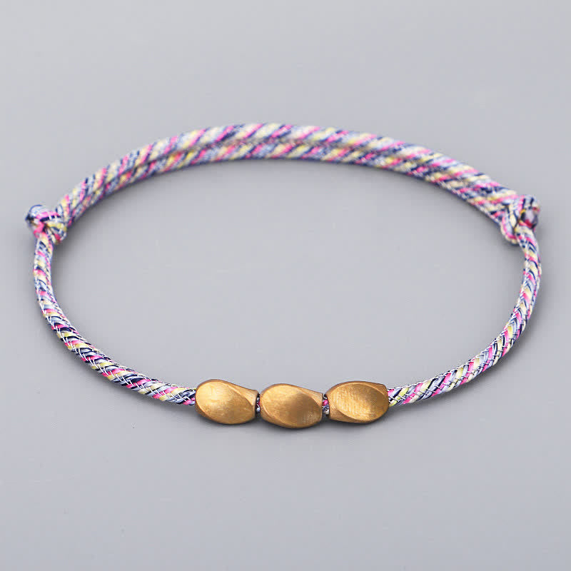 Buddha Stones Pulsera de equilibrio con cuentas de cobre dorado de varios colores - rosa claro - image 0