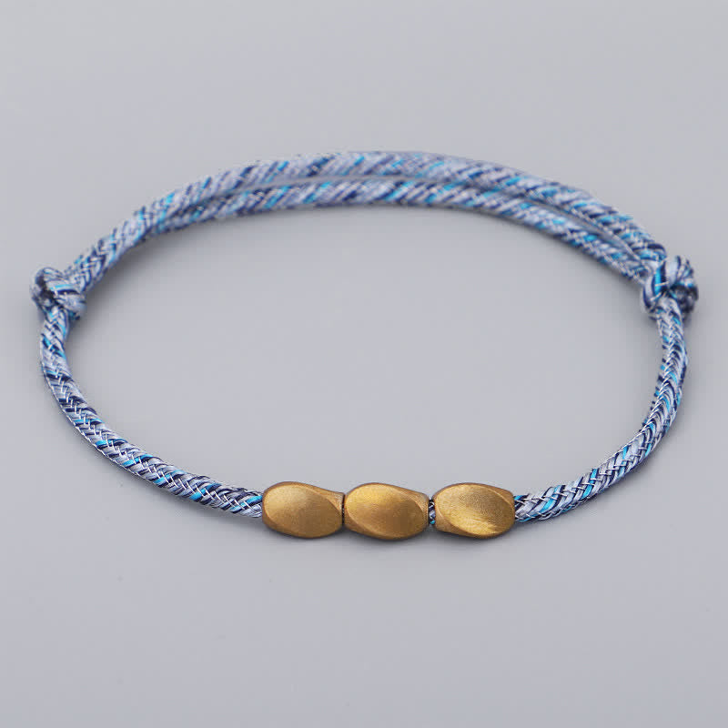 Buddha Stones Pulsera de equilibrio con cuentas de cobre dorado de varios colores - Azul cielo - image 6