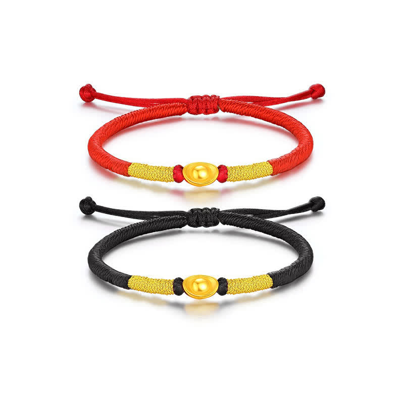 Buddha Stones Pulsera de la suerte trenzada de hilo rojo Yuanbao - image 7