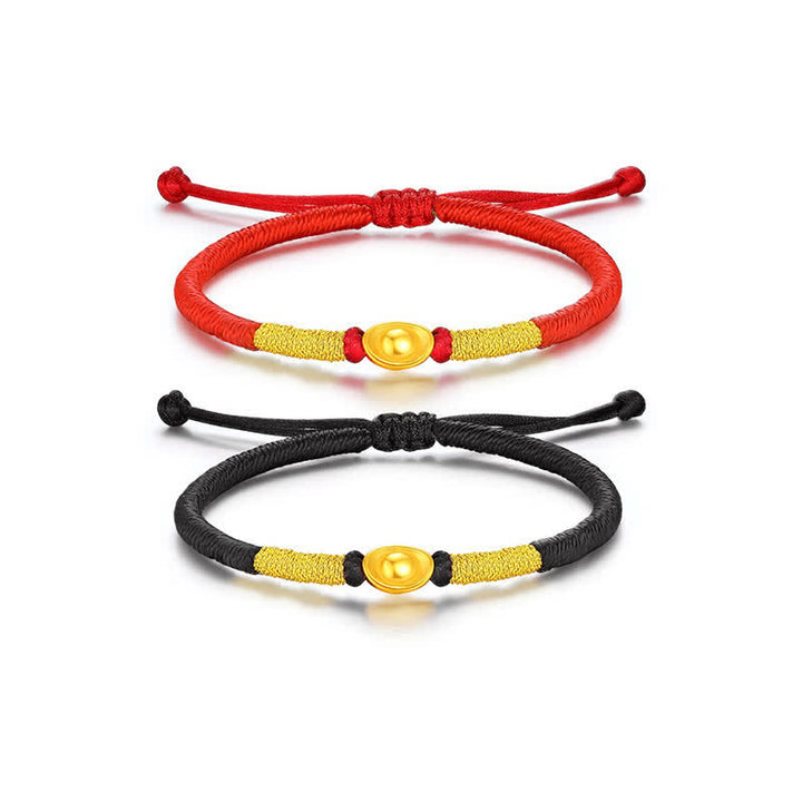 Buddha Stones Pulsera de la suerte trenzada de hilo rojo Yuanbao - image 7