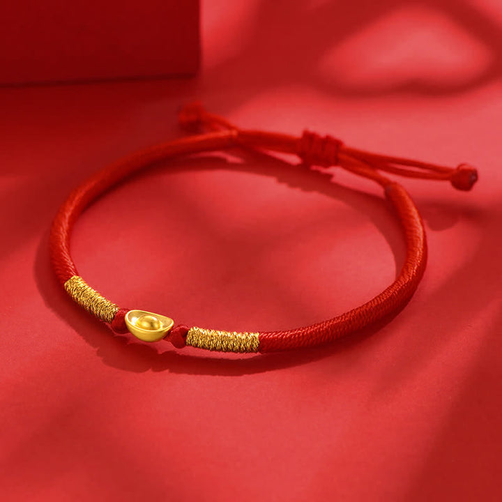 Buddha Stones Pulsera de la suerte trenzada de hilo rojo Yuanbao - image 1