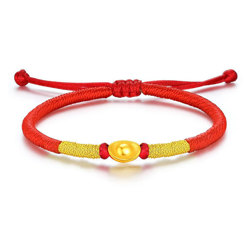 Buddha Stones Pulsera de la suerte trenzada de hilo rojo Yuanbao - image 3