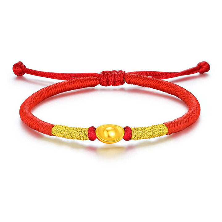 Buddha Stones Pulsera de la suerte trenzada de hilo rojo Yuanbao - image 3