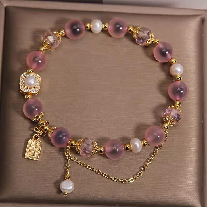 Buddha Stones Pulsera curativa de perlas y ágata natural rosa - image 2