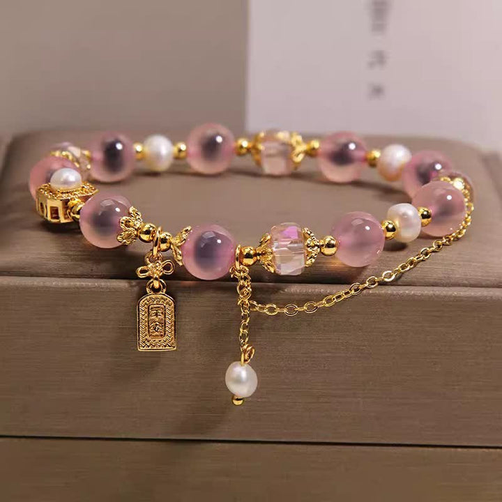 Buddha Stones Pulsera curativa de perlas y ágata natural rosa - image 7