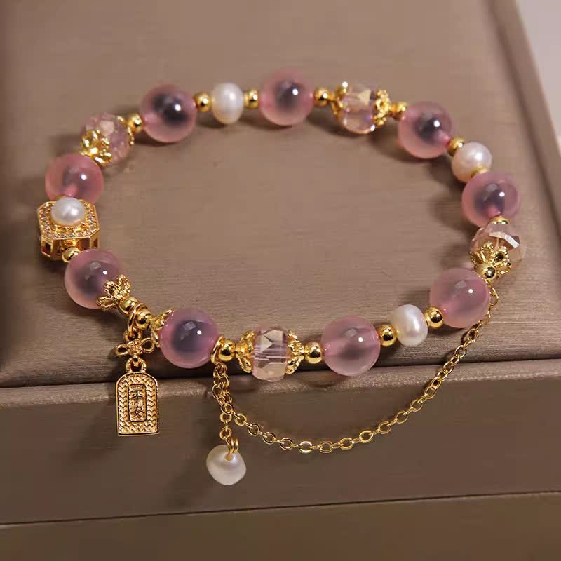 Buddha Stones Pulsera curativa de perlas y ágata natural rosa - image 3